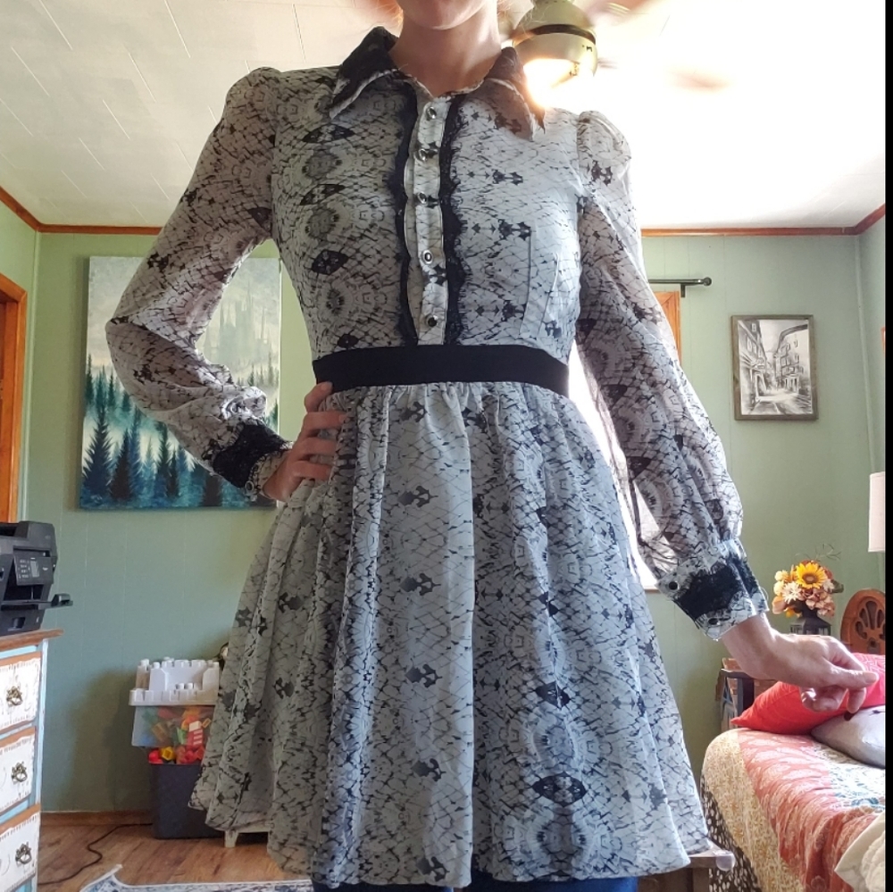 Black lace collared shirt / dress